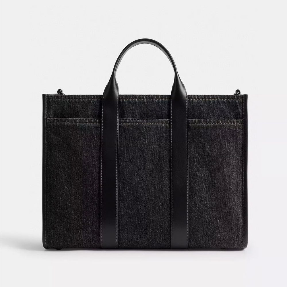 Coach Wesley Tote In Denim - Washed Black - Picture 3 of 13